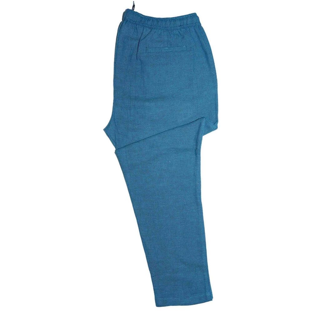 Mens Pants Joggers Teal Textured Stretch Drawstring Loose Harem Casual Beach XL - Picture 3 of 6